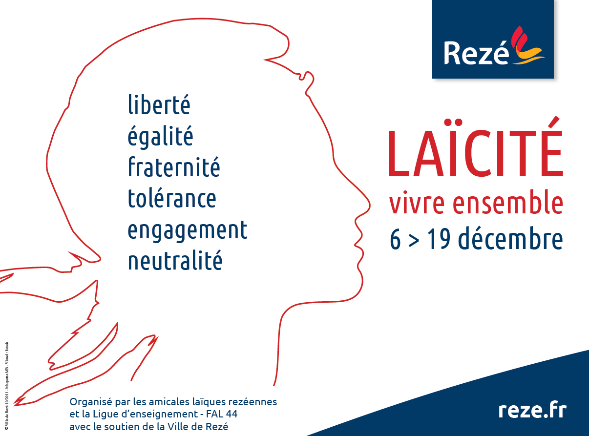 silhouette de Marianne avec les mots liberté égalité fraternité tolérance engagement et neutralité