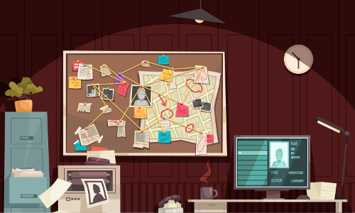 Intérieur du bureau d'un détective