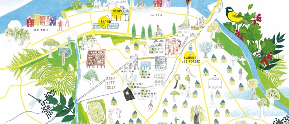 Extrait d'une illustration d'une carte de la ville de rezé