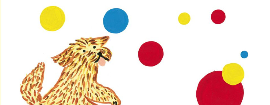Bulles de couleur et chien dessiné