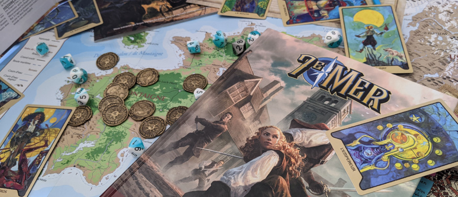 Plateau de jeu de role avec cartes et pions