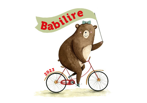 illustration d'ours à vélo tenant un drapeau