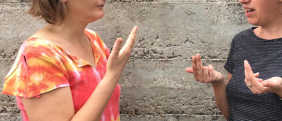 deux personnes se disent bonjour, ça va avec les mains en LSF