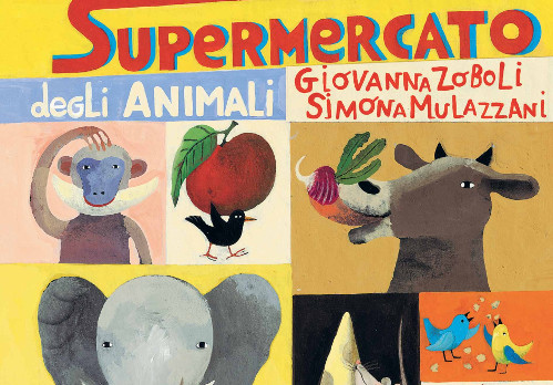 Couverture illustrée d'animaux, titre en italien
