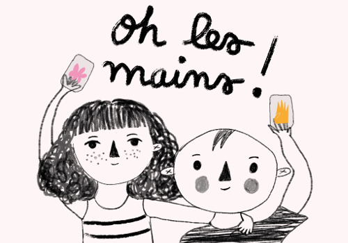 Illustration d'enfants levant des cartes