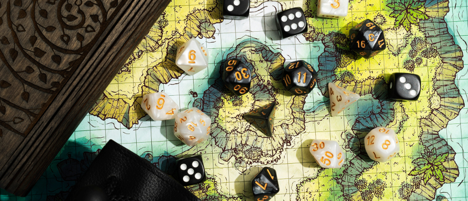 Plateau de jeu avec de multiples dés