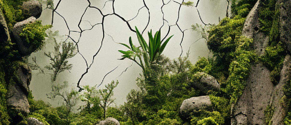 Plante sur une terre aride