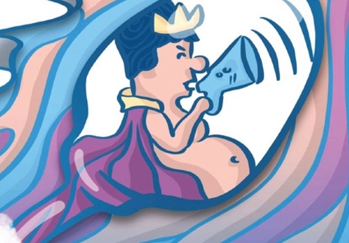 Femme enceinte avec un porte-voix