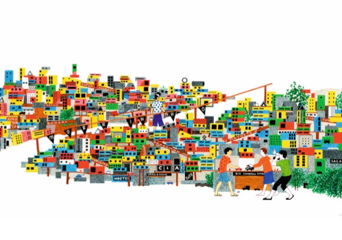 Illustration de ville multicolore