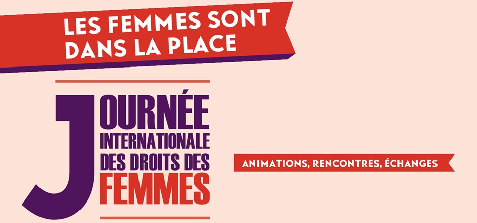 affiche avec écrit journée internationale droits des femmes
