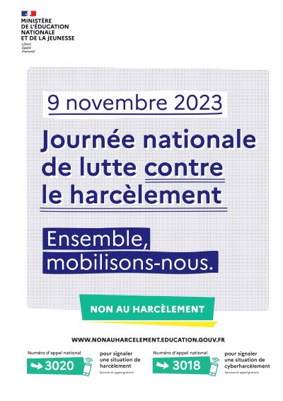 affiche pour la journée de lutte contre le harcèlement scolaire