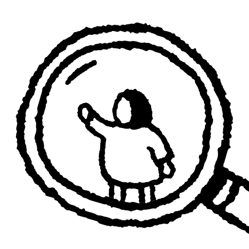 Visuel application hidden folks représentant un bonhomme avec une loupe