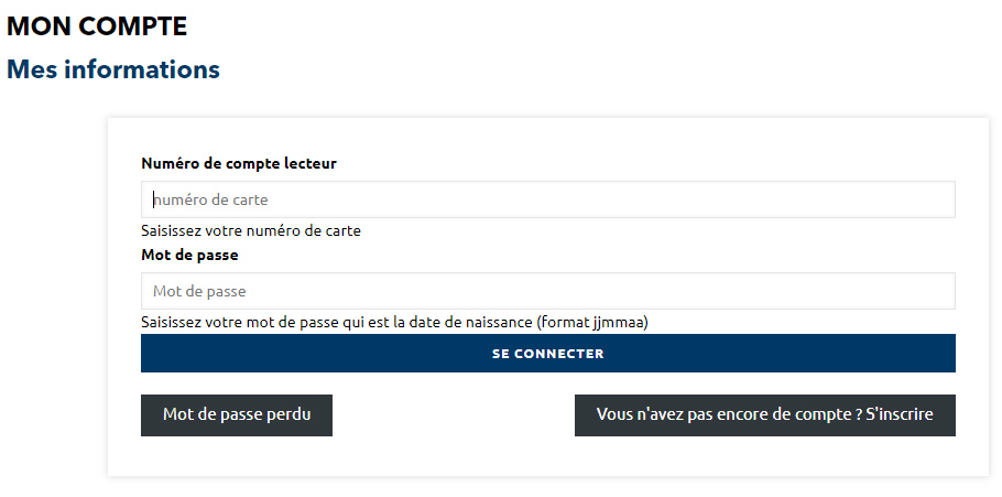 Connexion au compte lecteur